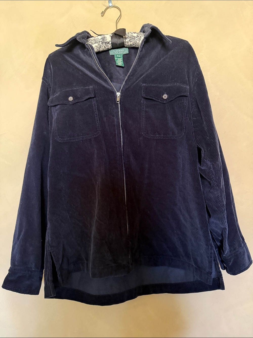 Lauren Ralph Lauren Women's Dark Navy Corduroy Zip Shirt Jacket size M